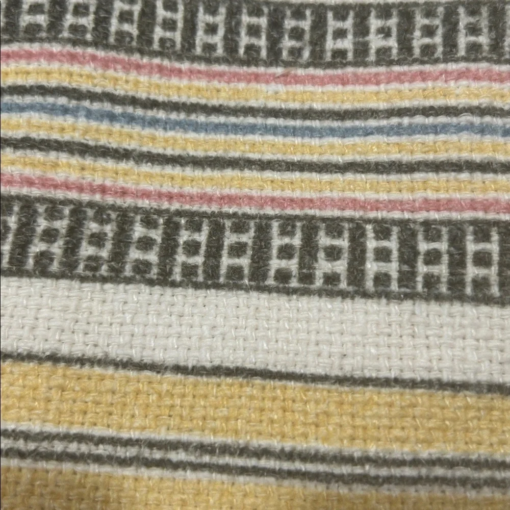 Pottery Barn Cassidy Striped Lumbar Pillow Covers Set/2 16x26 Cotton Linen woven
